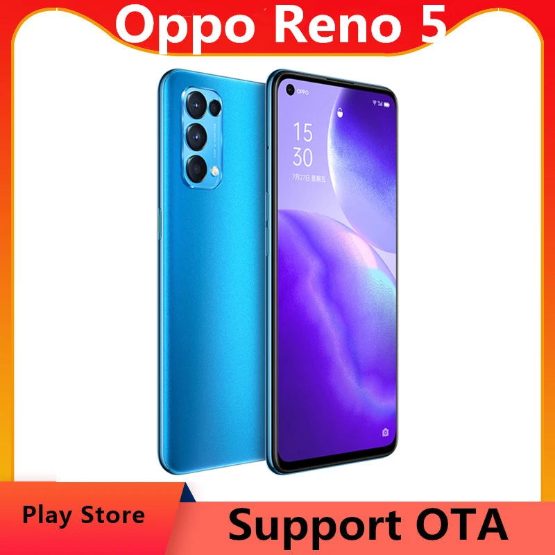 8gb ddr3 DHL Fast Delivery Oppo Reno 5 5G Cell Phone 6.44" OLED 90HZ 64.0MP 65W Super Charger Face ID OTA Snapdragon 765G Android 10.0 ram pc