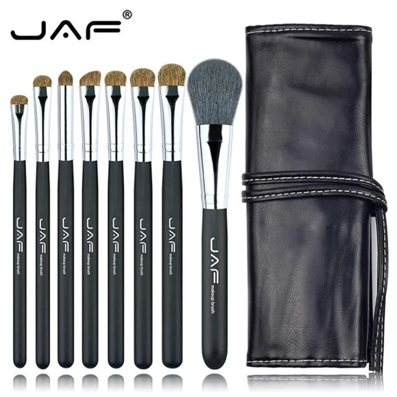 

JAF 8pcs Make Up Brush Set With PU Bag Soft Animal Hair Powder Eyeshadow Brush brochas maquillaje profesional 15#902