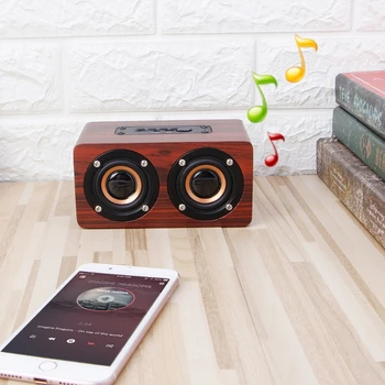 

W5 Wooden Wireless Bluetooth Speaker HiFi Dual-Speaker TF Slot For Phone Tablet 746D