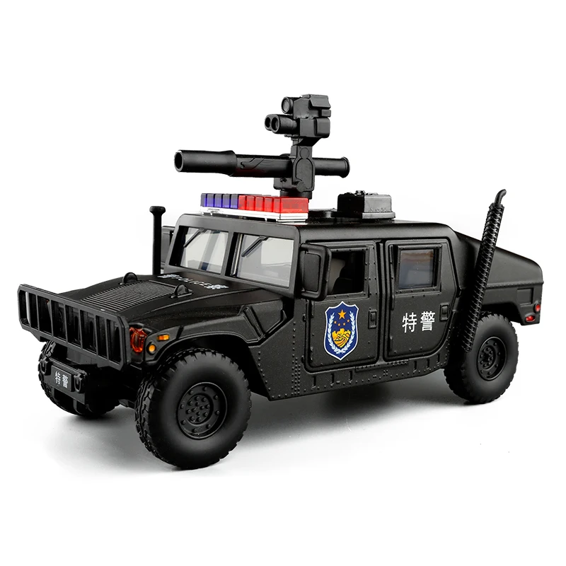 Модель 1/32 года, модель внедорожника Hummer H1 в масштабе США, игрушечный звуковой светильник, литой под давлением, металлический оттягивающийся автомобиль, военная модель, игрушка для детей в подарок