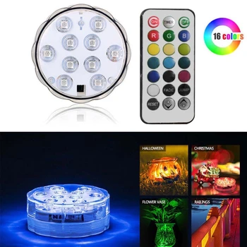 

4 Pcs Colorful Submersible LED Light Aquarium Waterproof Fountain Lighting Battery Operated Remote Control Lamp Decorate