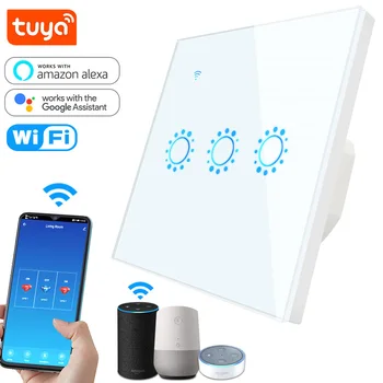 

Tuya WiFi Smart Switch EU 86 Touch Wall Switch 1 2 3 Gang Alexa Compatible Light Switch 10A 90-250V Timer Function Google Home