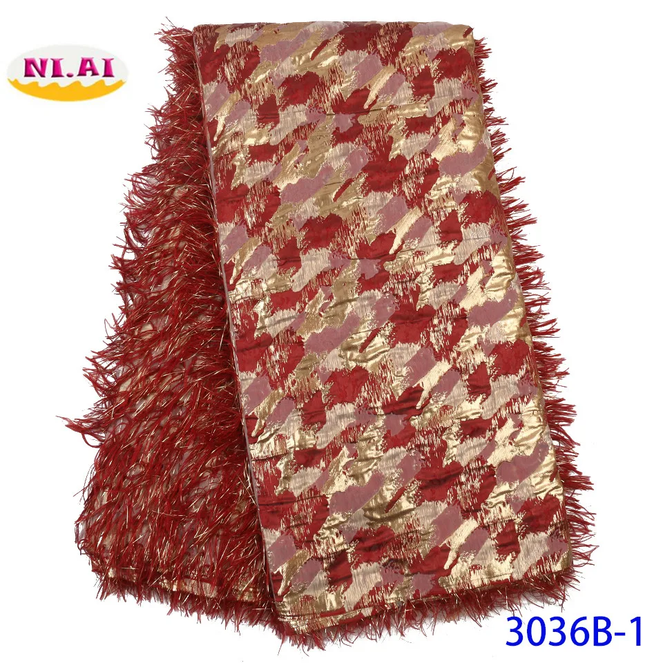 NIAI African Lace Fabric High Quality Lace Material Tulle Nigerian Brocade Mesh Lace Fabrics For Wedding Dress XY3036B-2