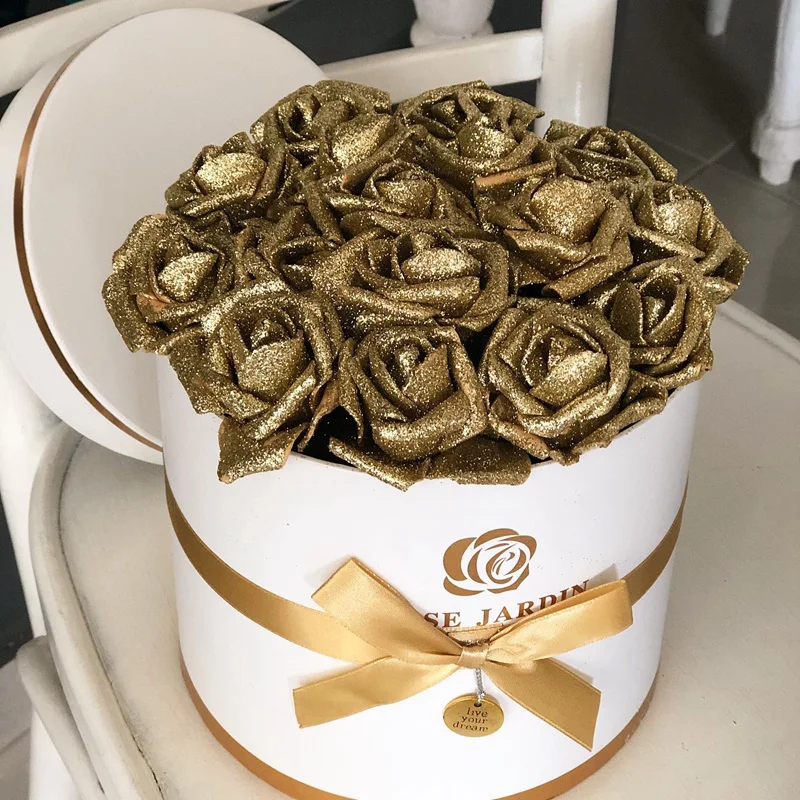 10Pcs Glitter Foam Rose Artificial Flowers Bouquet Wedding Decoration Flower Rose Home Decoration Flores Fake Rose Flower