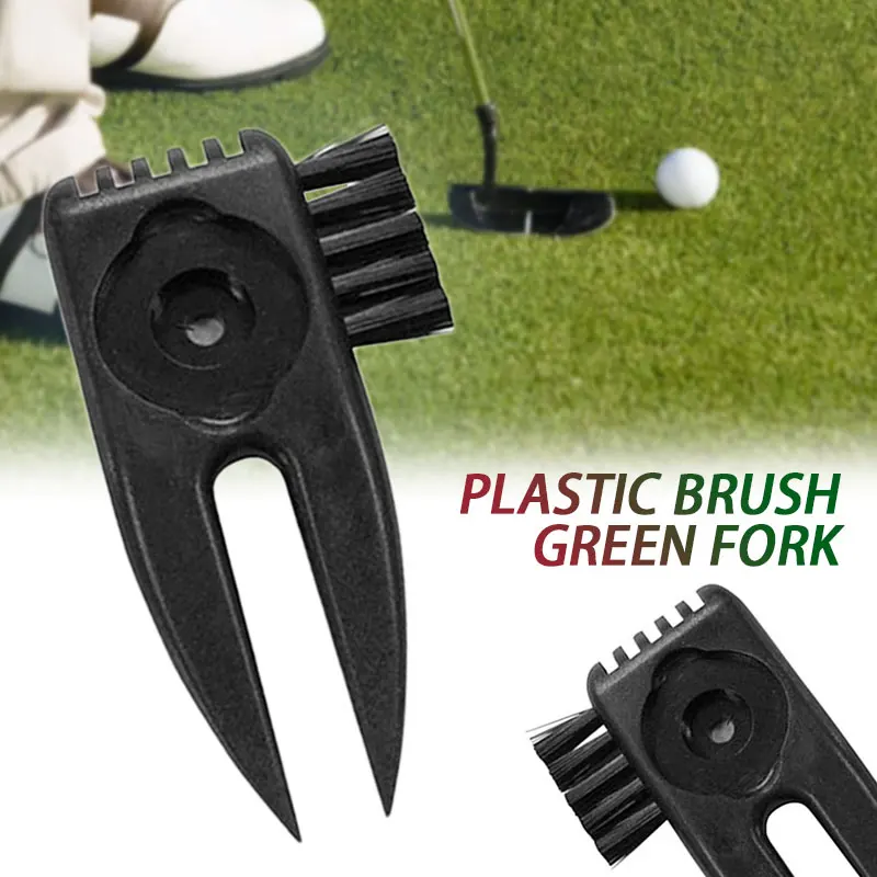 Durable Golf Cleaning Brush Golfer Kit D115 Plastic Golf Ball Fork Multifunctional Green Fork Portable Black Golf Ball Mark
