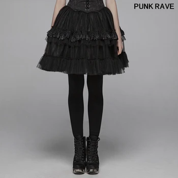 

Palace noble Mesh lace Multilayer gauze club Party Pleated Skirts Gothic Lolita sexy Women Short Half Skirt PUNK RAVE WLQ-093BQF