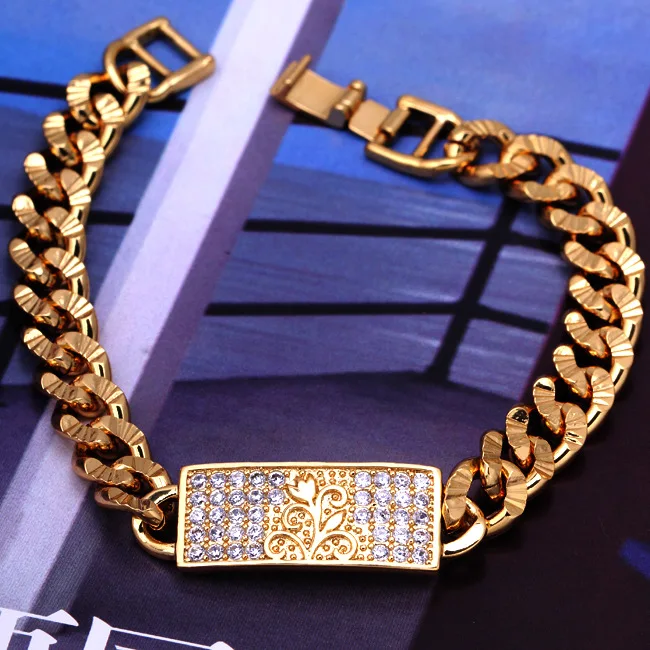 

Fashionable Jewlery Man Woman Couple Bracelet Man18K Real Gold/Platinum Electroplating Austria Zircon Bracelet For Italy Friends