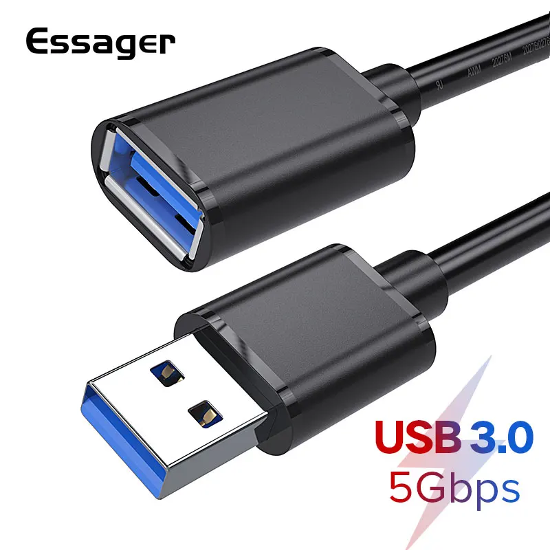 Essager USB 3 0 кабель удлинитель папа USB3.0 5 Гбит/с для передачи данных радиатора