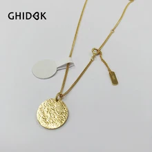 GHIDBK S925 серебро Uniex кованые монета ожерелье, подвеска из золота в минималистском стиле диск колье Цепочки и ожерелья s ручной работы ювелирные изделия медальон чокеры