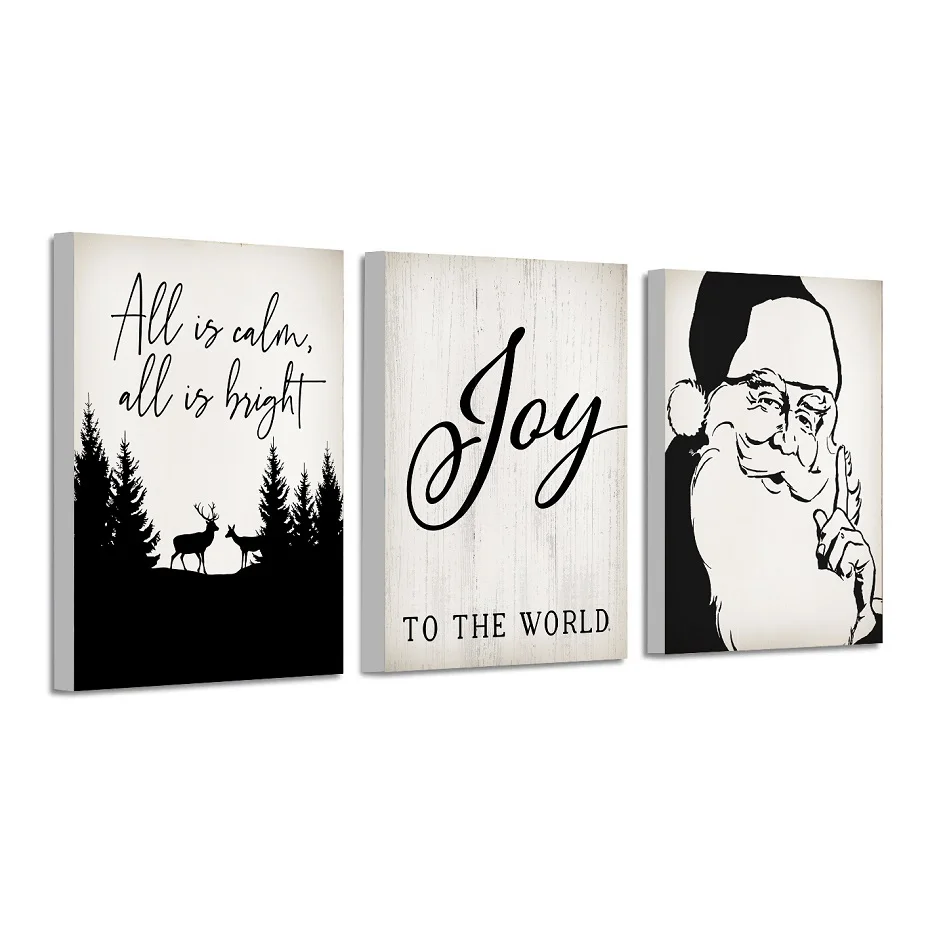 Black and White Christmas Santa Decorative Print Posters Canvas Paintings Wall Art Prints Pictures Kids Room Home Decor | Дом и сад