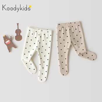 

Koodykids 2020 New Baby Girl Boy Pants Spring Autumn Baby Legging White Dot Baby Girl Leggings Socks Feet Pants Spring 0-2 Years