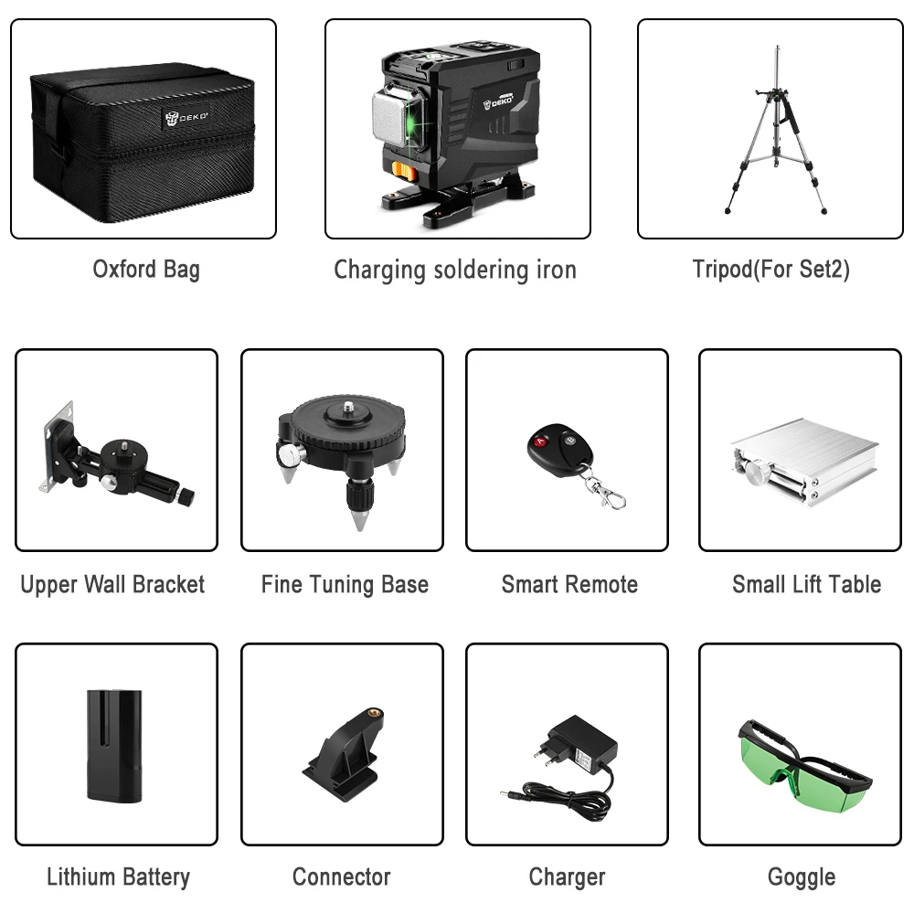 US $69.68 Deko Dc0519l2 12 Lines 3d Green Laser Level Horizontal Vertical Lines Laser Level With Self Levelinghigh Precision