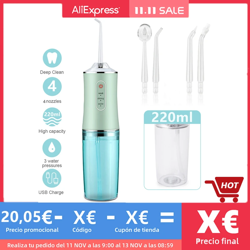 PROD 1005003372374614 Dental Irrigator Water Flosser Oral Bucal Teeth
Whitening Ultrasonic Tooth Cleaner Floss Pick Jet Waterpulse Kit
Waterpik 220ML
