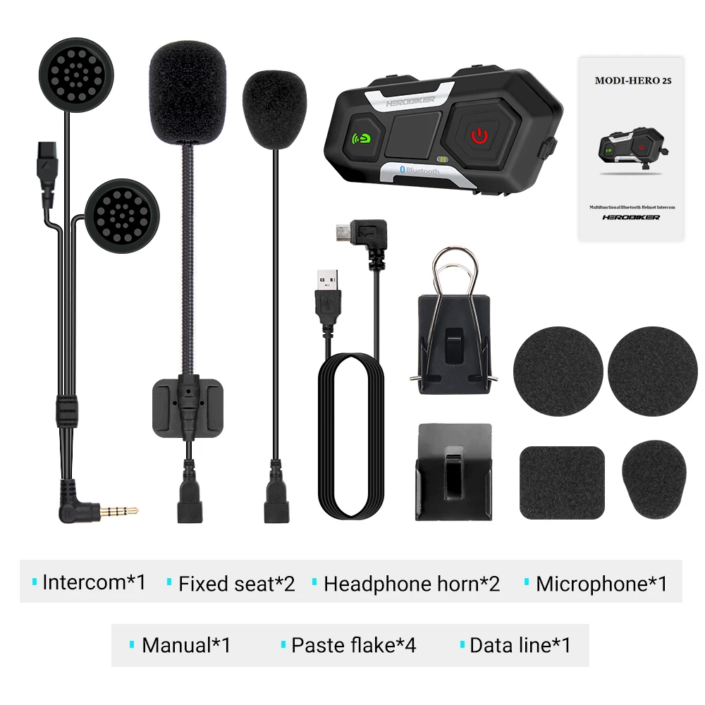 HEROBIKER Motorcycle Intercom Waterproof 1200M Bluetooth Intercom Helmet  Headset Moto Headset Wireless Headset Interphone - AliExpress