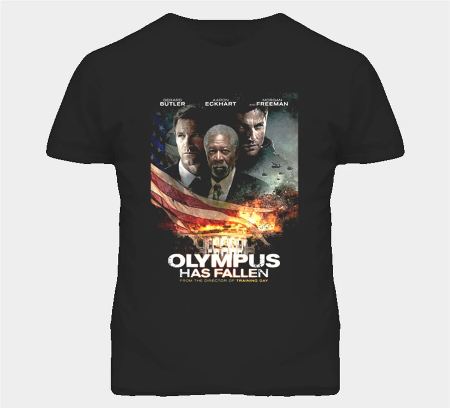 Футболка Olympus Has Fallen Gerard Butler Morgan Freeman Action Movie Подростковая поп-футболка | Мужская