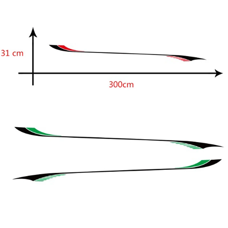 2 стороны Авто наклейки полосы обертывания тела графика Винил Автомобиль Стайлинг боковые полосы юбка наклейка для ван грузовик Ford Transit