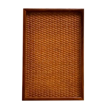 

Rattan Dinner Plate Western Food Rectangular Snack Dessert Serving Tray Simple Dining Table