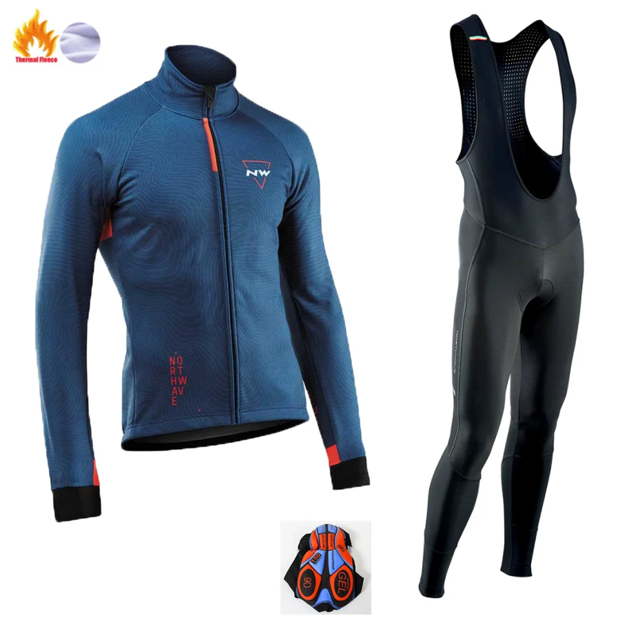 Fleece long sleeve Northwave зимний теплый Полярный Джерси NW мужской костюм Спортивная одежда для активного отдыха Одежда для горного велосипеда комбинезон набор - Цвет: Fleece long sleeve