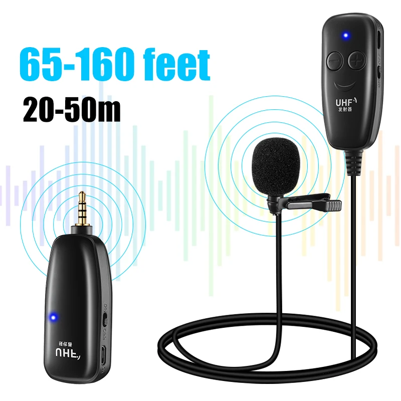 Portable UHF Wireless Microphone 3.5mm Tie Clip Headset Lapel Lavalier Mic  for Teacher Public Speaking Rechargeable - AliExpress