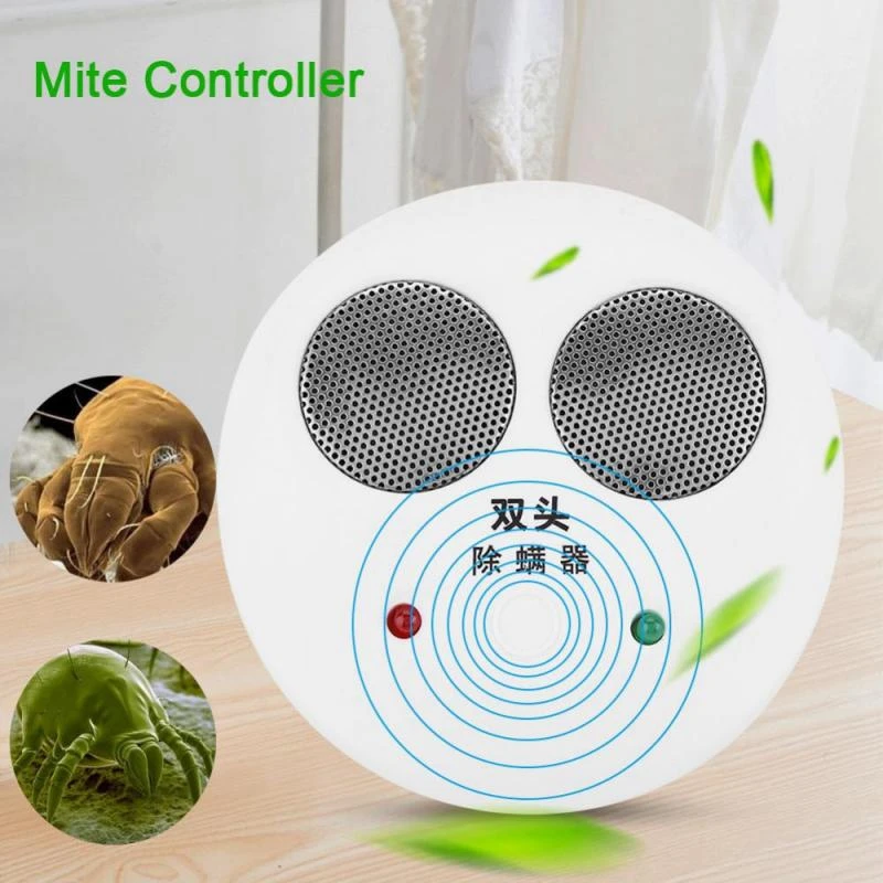 

220V Ultrasonic Dust Mite Controller Repeller Electric Plug in Dual Head Mites Removing Device(US Plug)