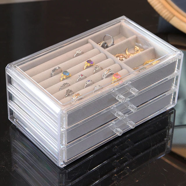 Clear Earring Storage Box Organizers Acrylic Jewelry Storage Holder  Multifunctional Storage Box with Drawer Organizing Cabinets - AliExpress