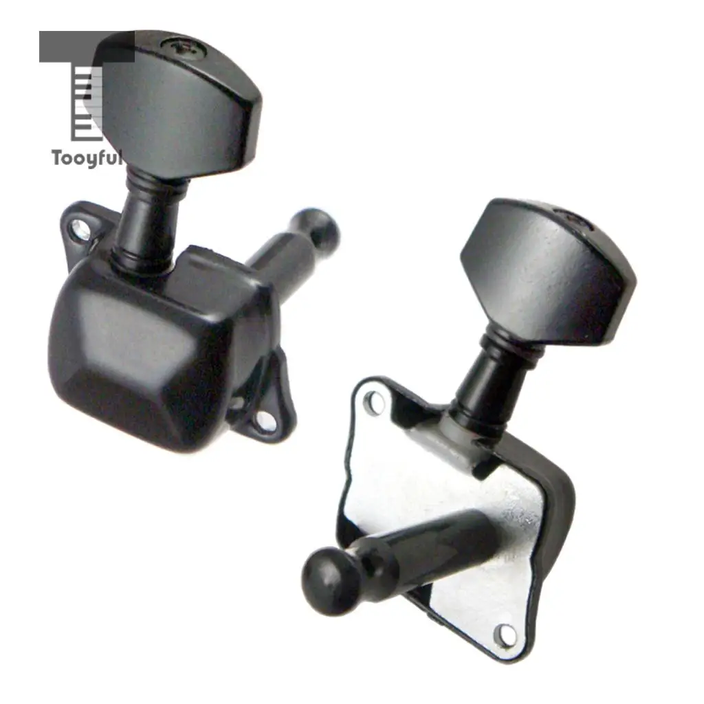 Tooyful 6 Pieces Semiclosed Iron Tuning Pegs Tuners Machine Heads 6R for Electric Guitar Parts Black	