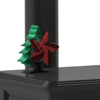 

Stove Fan, Heat Powered Low Noise Christmas Tree Small Log Burner Fan for Wood Burning Stoves or Fireplaces