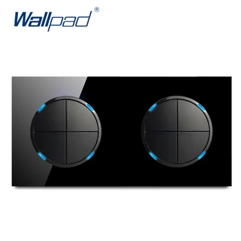 

2020 Wallpad 8 Gang 2 Way Random Click Push Button Wall Light Switch With LED Indicator Crystal Glass Panel 16A