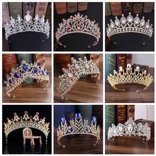 Стразы в стиле барокко для невесты, диадемы, короны, короны, свадебные аксессуары для волос, хрустальные свадебные короны, хрустальные диадемы, головной убор