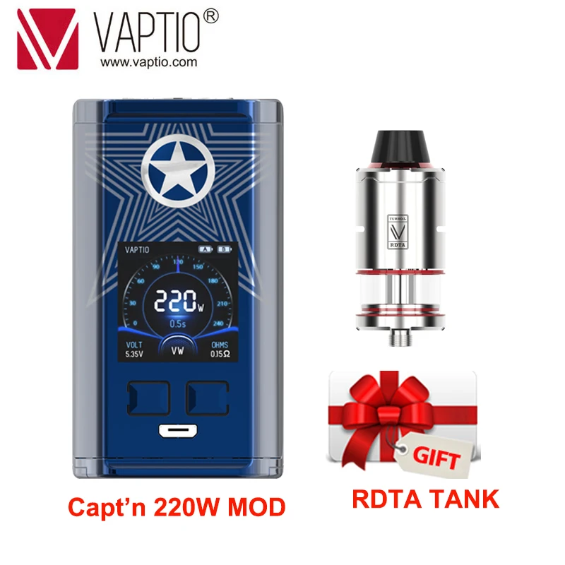 

Gift RDTA TankVape mod 220W Vaptio Captain Box MOD Electronic Cigarette fits dual 18650 Battery 510 thread atomizer vape kit