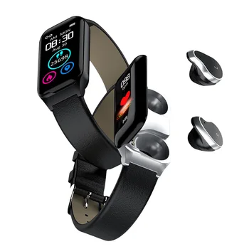 

Men Smart Watch Bluetooth Earphone 2 in 1 BT 5.0 Women Smart Watch Android IOS BT Call Siri Support Fiteness Bracelet