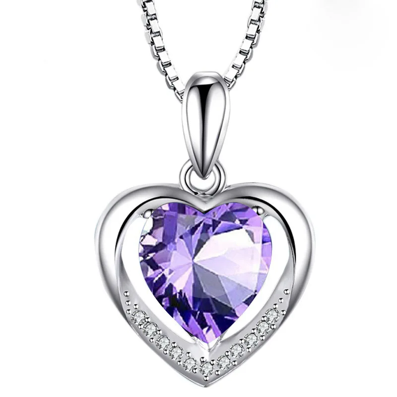 Bague Ringen Temperament 5 colors optional Heart shaped Gemstone Pendant for Women Cordiform Silver 925 Jewelry Engagement GIFT