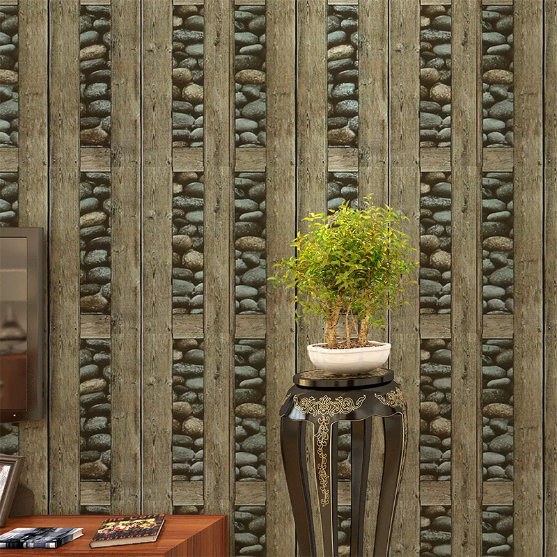 Vintage Brick Wallpaper 3d PVC Wood Stone Waterproof Wall Papers Home