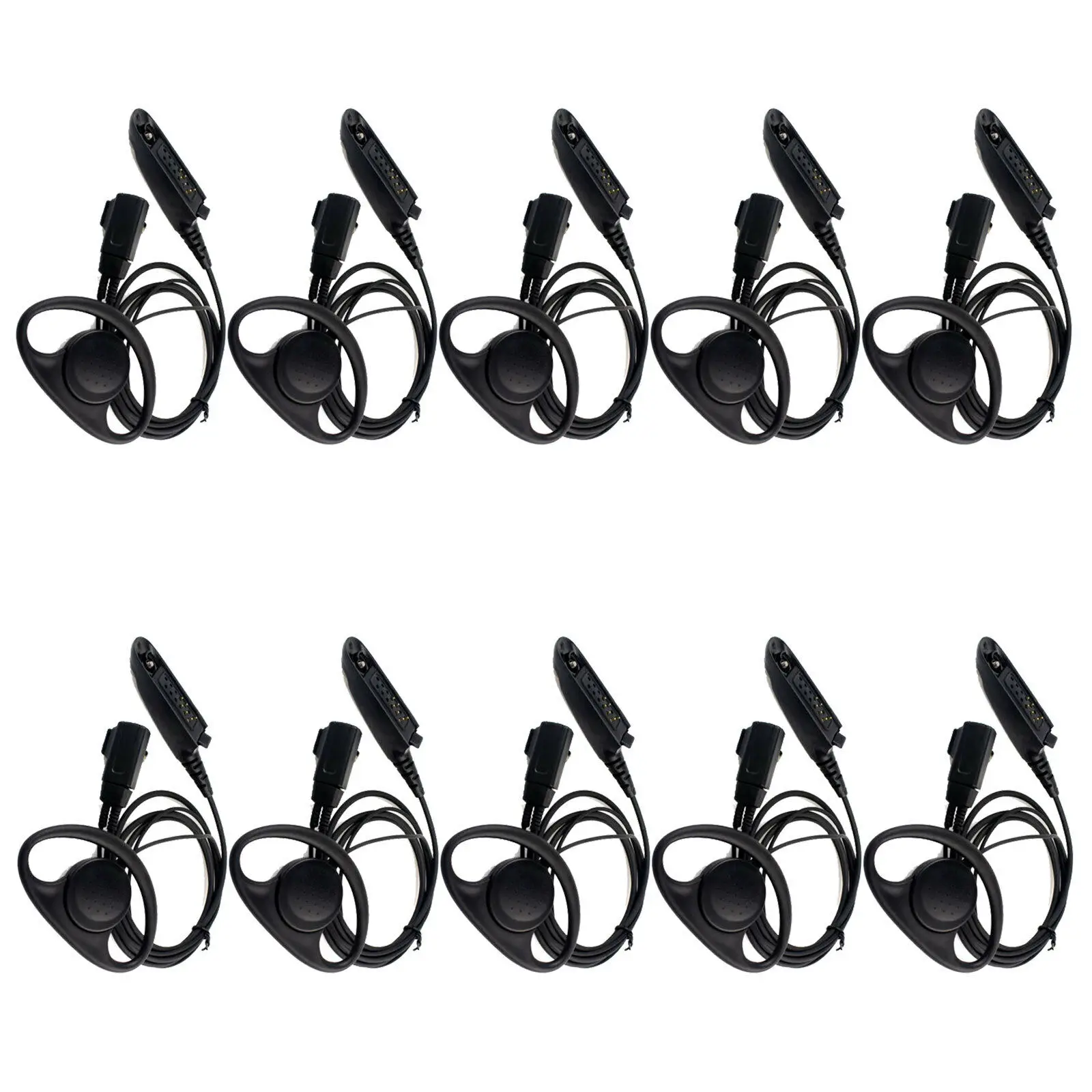 

10pcs Multi-Pin D-Shape Earpiece Headset for Motorola GP320 PRO5350 Radio Black Headset For Walkie-talkie C2011a
