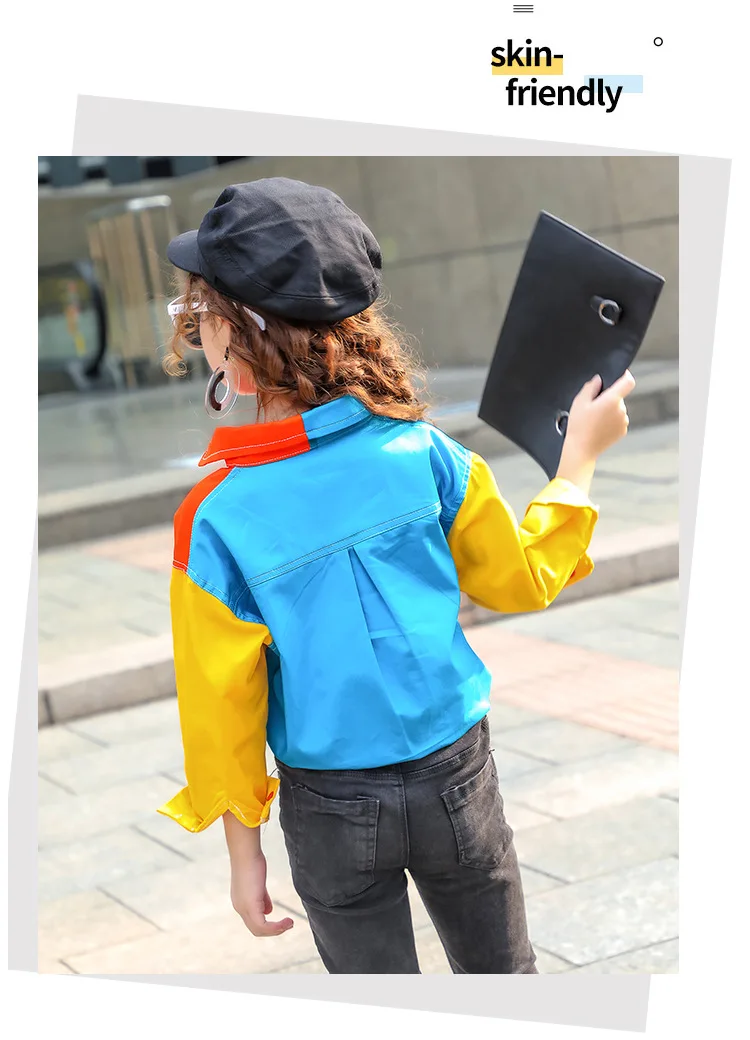 Roupa das Crianças Moda das Crianças Meninas Nova Costura Camisa no Grande Feminina Bebê Cor Menina Blusa 2020 7 camisa no grande moda das crianças camisa