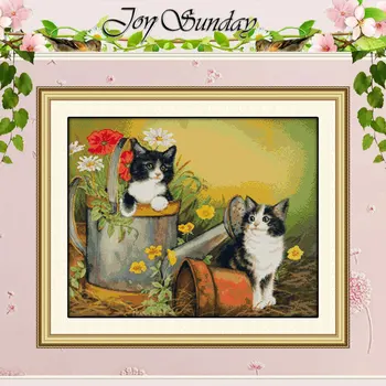 

Two kittens (2) Patterns Counted Cross Stitch 11CT 14CT Cross Stitch Set Wholesale Cross-stitch Kit Embroidery Needlework