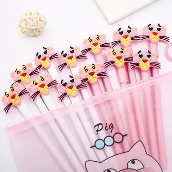 

12/100Pcs Cool Funny Cute Pink Panther Gel Pen Kawaii Office Accessory Stationery Kawai Back to School Supply Stationary Thing