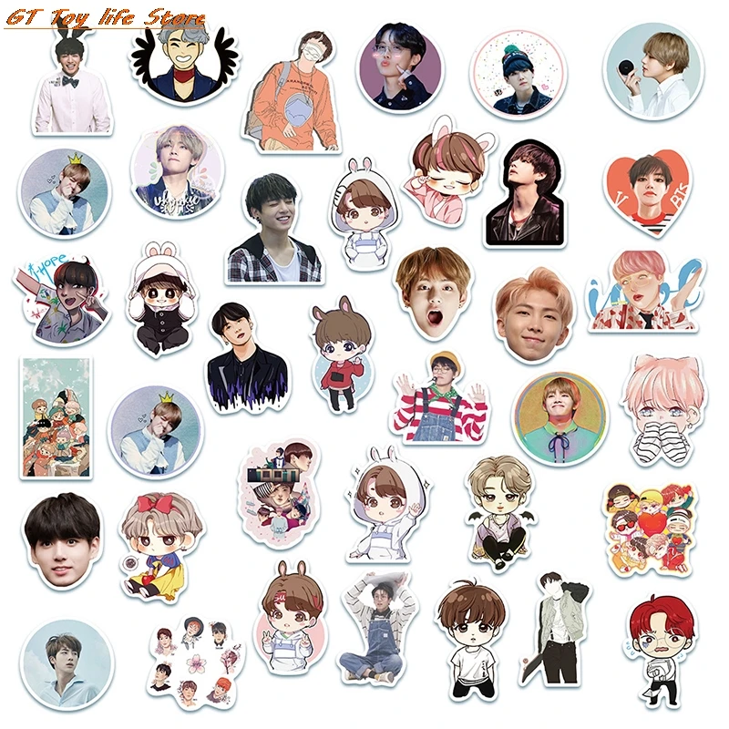 76pcs korean stars kpop carton toy pvc sticker for skateboard luggage notebook laptop decals idols cute photos stickers toy stickers aliexpress
