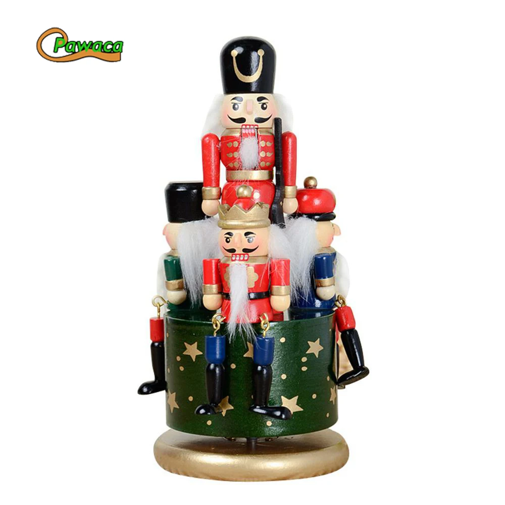 Najtaniej Mechanizm świątecznej pozytywki kreatywny 20CM dziadek do orzechów pozytywka drewniany wyrób rzeźbiony kreskówka żołnierz pozytywka prezenty