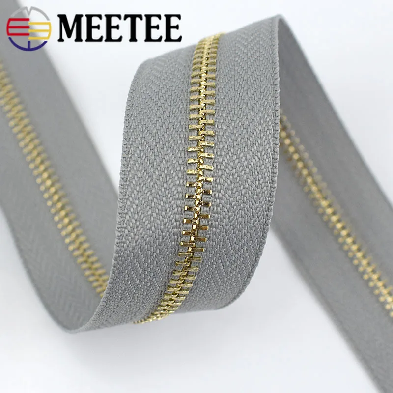 3# Metal Zipper 40cm 50cm 60cm 70CM Zipper 2/5pcs Open End Gold Teeth Zip for Sewing Bags Purse Tailor Zipper