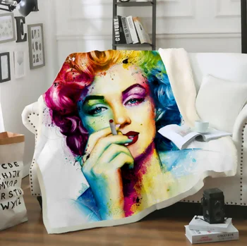 

Newest Marilyn Monroe 3d printed Fashion fleece blanket for Beds Hiking Picnic Thick Quilt Fashionable Bedspread Sherpa Blanket