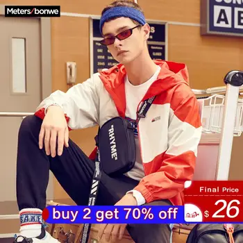 

Metersbonwe 2020 Spring New Men's Casual Hooded Jackets Male Fashion Sports Jacket splice Street trend Handsome Jacket