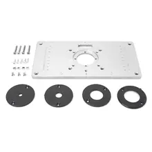 Placa de inserción de mesa de enrutador de aluminio máquina de grabado multifuncional Panel plegable de madera con 4 anillos para bancos de carpintería