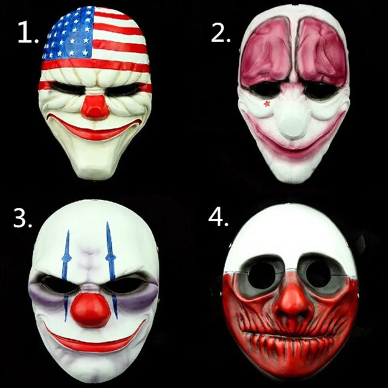 Вечерние Маски,, ПВХ страшная маска клоуна Payday, маска на Хэллоуин, тушь для вечеринок, карнавал