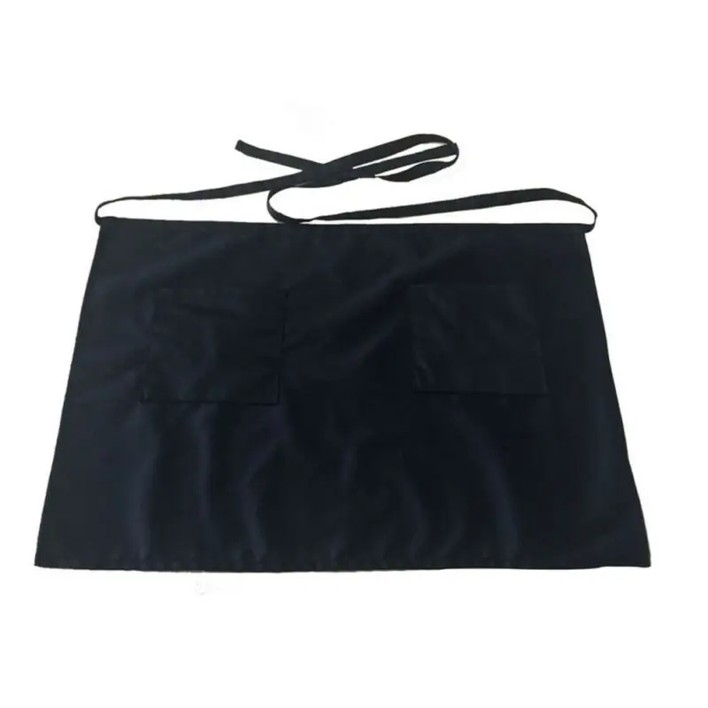 Half Short Waist Apron Women Men Waiter Waitress Apron with Pockets Cafe Pub Restaurant Kitchen Apron Home Cleaning Tool