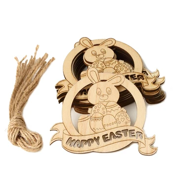 

2020 Easter Decorations 25PCS/10PCS Egg Wooden Ornament Easter Decorations for Home Easter Crafts Rabbit Wood Happy Easter