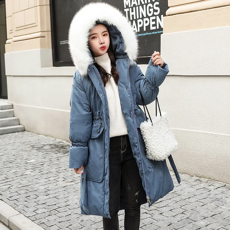 

Down Jacket Cotton-padded Clothes 2018 New Style down Coat Winter Mid-length Students Coat Hooded Fur Collar Loose-Fit Versatile