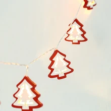 1.15M 10 LEDs Light Wooden Christmas Tree Shape String Lights Christmas Home Garden Decorations Festival Supplies Night Light