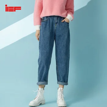 

IEF Spring Women Pure Cotton Jeans High Waist Harem Pants Loose Fashion Cropped Jeans Female 0S12A-D851-9-