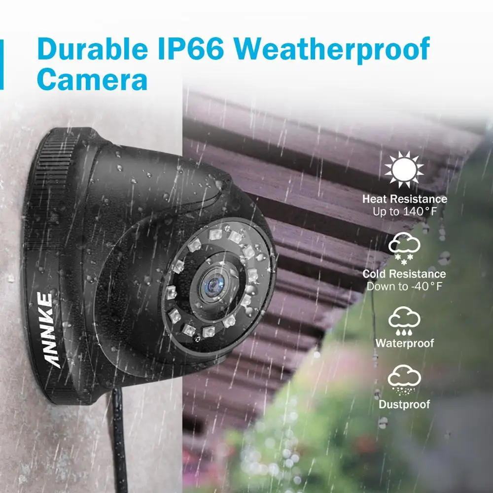 ANNKE 1080P CCTV камера DVR система 8 шт Водонепроницаемая 2.0MP HD-TVI черная купольная камера s домашний комплект видеонаблюдения Обнаружение движения